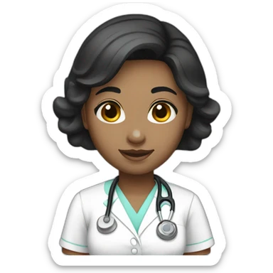 nurse white skin black hair girl single emoji sticker