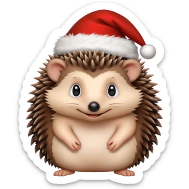Hedgehog with christmas hat sticker
