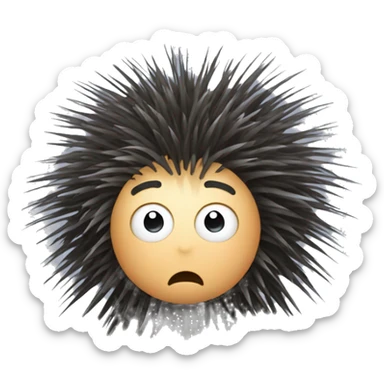 Porcupine man with star eyes looking shocked dizzy static hair sticker
