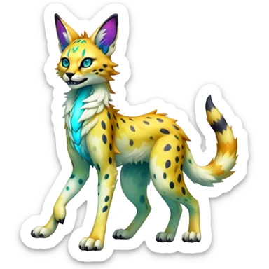 Epic Edgy Colorful ethereal eldritch Sergal-Serval-Vernid full body sticker