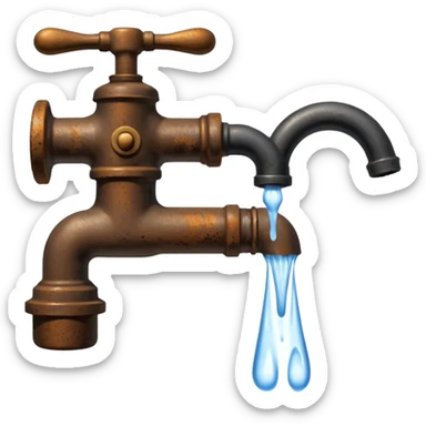 
water pouring from an old tap, 1980 sticker