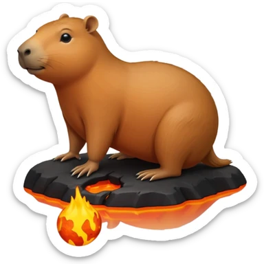 Capybara getting his head lava toy sticker