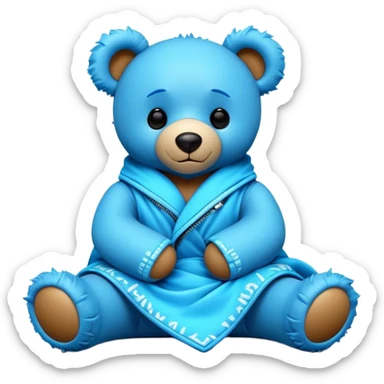 3D, adorable little Pixar style blue neon punk teddy bear wrapped in a comforter, ultra detailed, each lash, eye, and strand of fur is shown in stunning detail as though captured in a timeless photograph, rich textures, visually rich, so lifelike it feels like it could leap off the page at any momen sticker