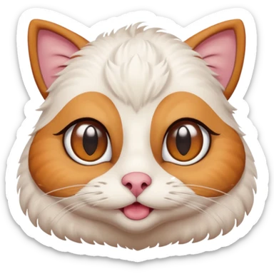 A shy but handsome turkey cat with a uni-brow batting his lashes and blushing sticker