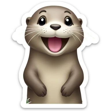 A happy and cute otter face with a Hawaiian flower sticker