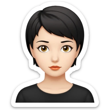 25 yaş genç kız siyah küt saçlı sticker