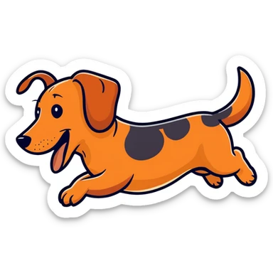 dachshund jumping of joy exaggerated sticker