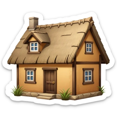 thatched roof house sticker