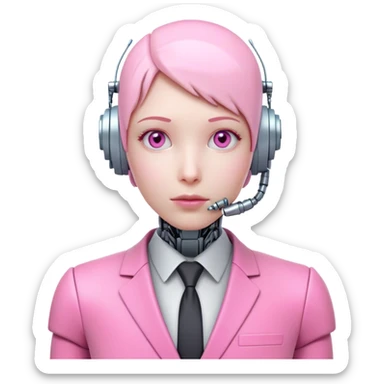 robotic human-looking 3d office worker in intensive pink color suit sticker