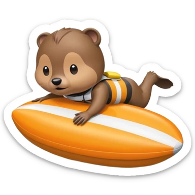 A focused beaver swimmer wearing a racing suit, diving past a floating buoy chibi cute


 sticker