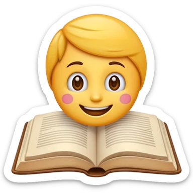 growing emoji, eager to learn more and happy, open book with happy face sticker