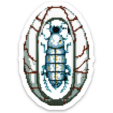 MRI parasitic embryo, digital, fetal small shape, eerie, horror, pupa, crystalis, in-utero, sea-life, siphonophore, polyp, Cnidaria, within egg, metamorphosis sticker