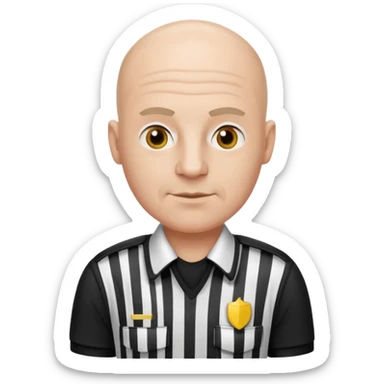 white bald man referee wearing referee uniform sticker