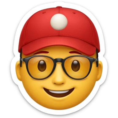 classic sunglasses emoji face with a red baseball cap sticker
