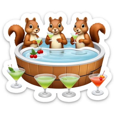 squirrels in a hot tub with martinis sticker