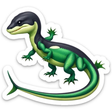 Orca-dragon-reptile-reptilian-lizard-skink-gecko-Digimon-hybrid full body, two legs, arms, tail sticker