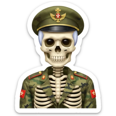 generate a realistic skeleton in Russian military camouflage sticker