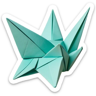 Cinematic Realistic depiction of an elegant origami creation, rendered with delicate paper textures and intricate folds, set on a minimalist background with soft, diffuse lighting that accentuates its artistic precision sticker