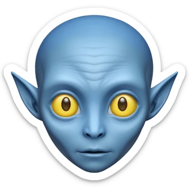 I want an alien with blue color and middle section of the forehead should be yellow sticker