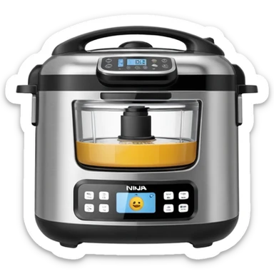 A highly realistic emoji-style illustration of the Ninja Combi all-in-one multicooker, shown front-facing. Stainless steel body with a large glass door. sticker