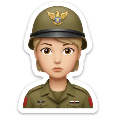 women Soldier without wearing no cap sticker