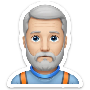 Older man with a long beard, a hard neck brace, and blue eyes. sticker