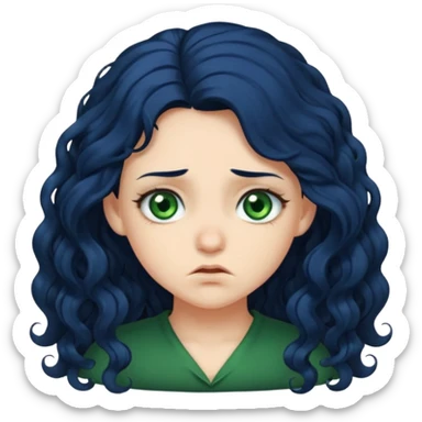 Girl with long  curly dark blue hair, green eyes, and very fair skin Disgusted sticker
