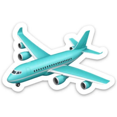 Minimalist outline airplane with elegant wings, monoline icon, thin contour lines, no fill, transparent background, vector style, premium travel emoji, aqua teal #40B2D6 outline, 512x512 sticker