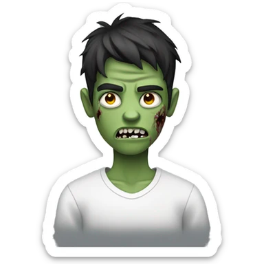 teen boy zombie with dark hair and white shirt sticker