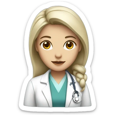 a female doctor in a white coat sticker