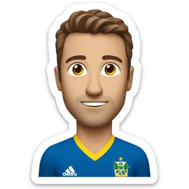 A white man with brown hair wearing a Brazilian national team shirt looking forward for profile photo sticker