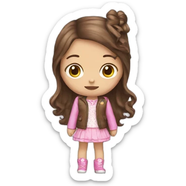 Brown hair girl with long hair disguised in hellokitty sticker