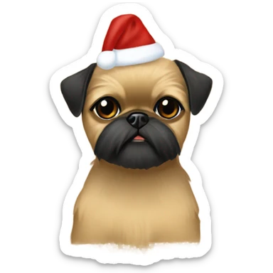 Tan brussels Griffon Christmas scarf  sticker