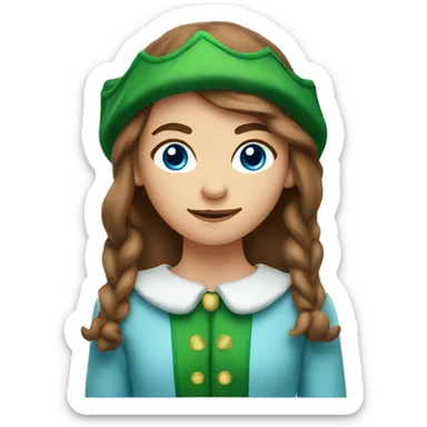 A Christmas elf, looking like a teenage girl  long brown hair and blue eyes sticker