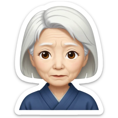 japanese culture old woman with white hair and wrinkles sticker