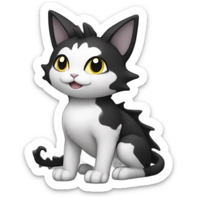 Sitting-Black-and-White-cat-dragon-type-pokemon sticker