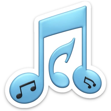 Emoji-style music note with two smaller music notes, rounded and playful, soft shading - playing music on repeat sticker