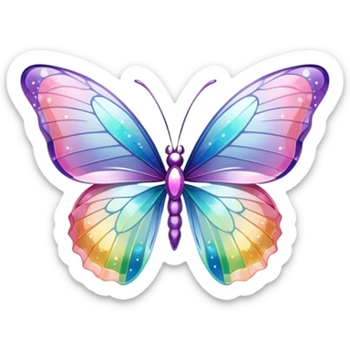Pastel sparkly glittery iridescent transparent rainbow crystal butterfly sticker