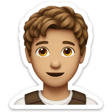 Brown haired boy with middle part love sticker