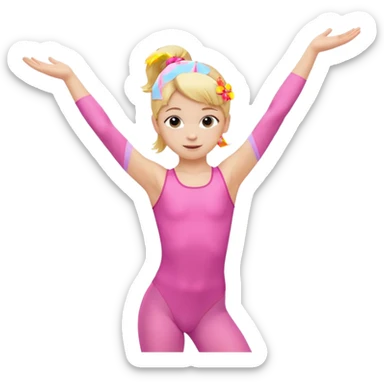 dancer-gymnast child with blonde hair in pink tights arms raised in a pose sticker