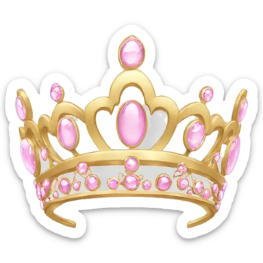 Gold tiara with light pink jewels sticker