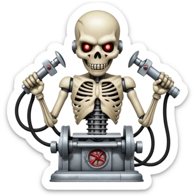 cinematic iron maiden graphically depicts the band's mascot, Eddie, being vivisected by a victorian machine in X form sticker