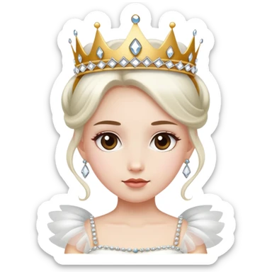 Very elegant and beautiful white Nice with a tutu ballet and a jewelled crown sticker