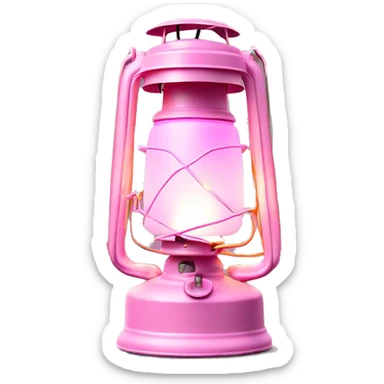 Realistic camping light pink lit camping lantern lisolated. sticker