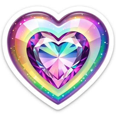 heart shaped mystic topaz holographic charm with rainbow sparkles sticker