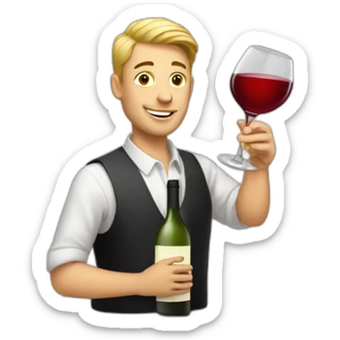 White gay pouring wine sticker