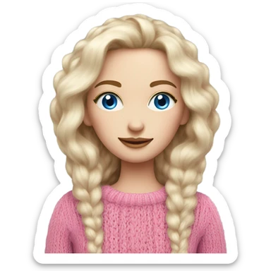 beautiful finnish fair hair woman with blue eye knitting pink sweater  sticker