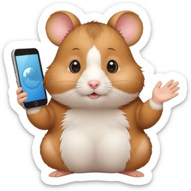 cartoon-style hamster taking mirror photo with latest iphone sticker