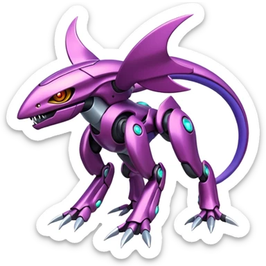 Shiny Exotic Futuristic Colorful epic Miraidon-Genesect-Fakémon-hybrid-creature (full body)  sticker