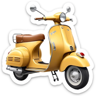 Cinematic Realistic Vespa Pop Culture Emoji, depicted as a sleek vintage scooter symbolizing Italian style rendered with dynamic detail and retro lighting. sticker